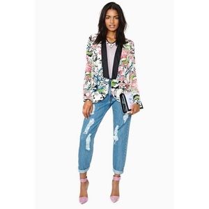 Mustard Seed Japanese Garden Print Open Blazer